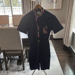 Navy Blue Floral Men's Jumpsuit